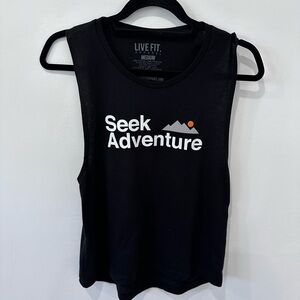 LIVE FIT Black Muscle Tee - Seek Adventure - Never Worn